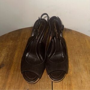 Gianvito Rossi Milani Chocolate Brown Peep toe Platform Heels (size: US6 EU36.5)